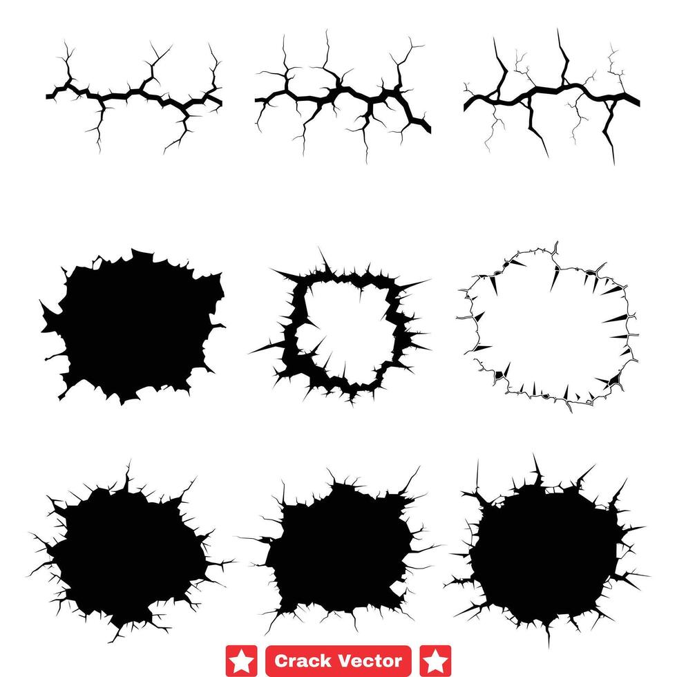 Crack Effect Silhouette Collection Captivating Visual Elements for Designers vector