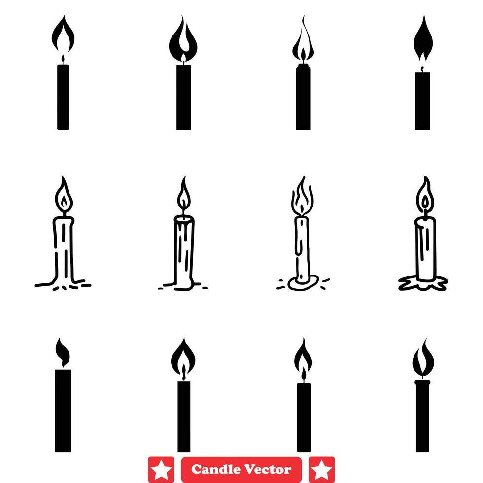 AI generated Flame of Creativity Inspirational Candle Vector Silhouette Pack for Designers