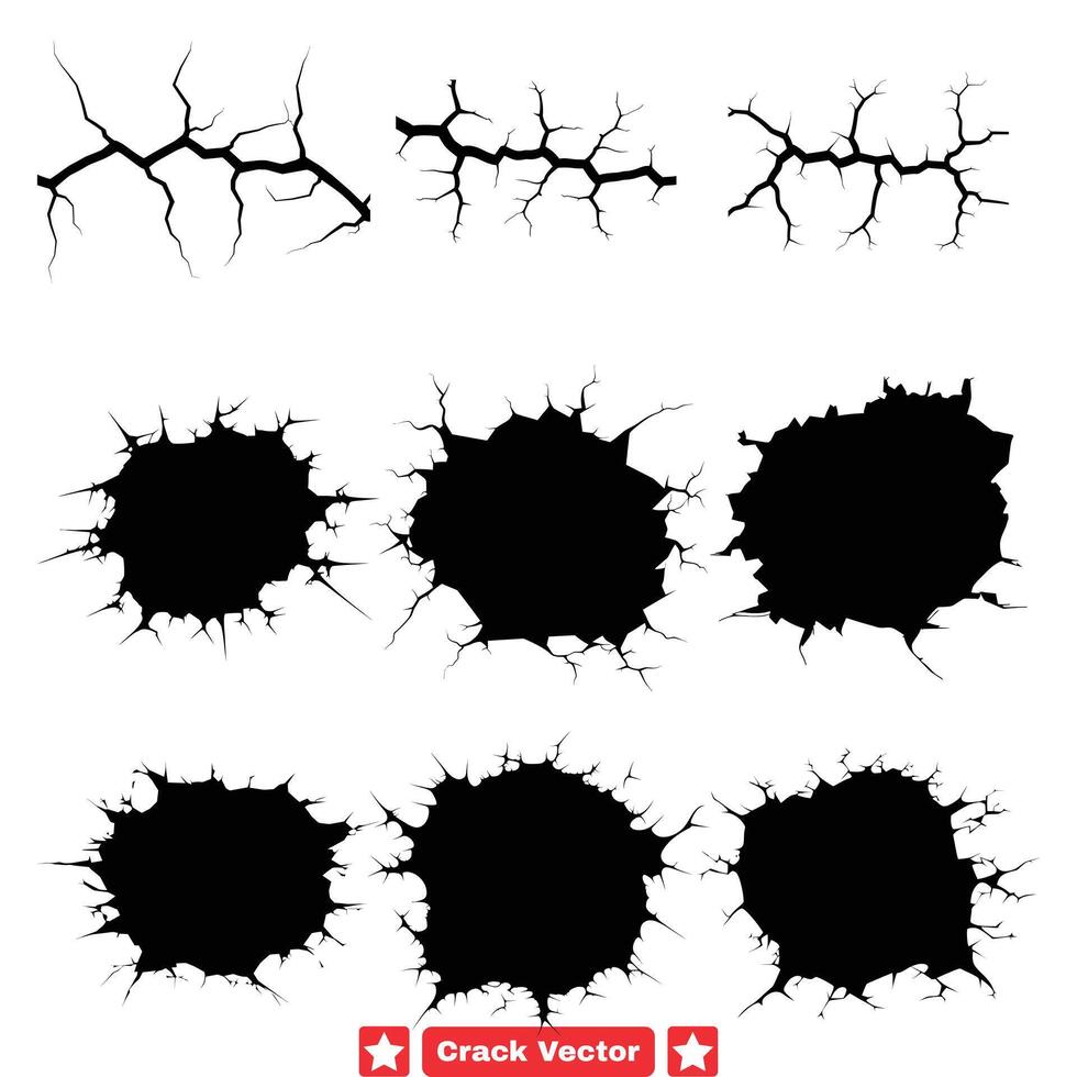 Abstract Crack Patterns Versatile Vector Silhouette Set for Creative Projects
