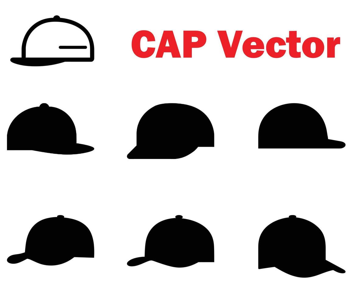 AI generated Versatile Cap Silhouette Bundle Trendy Headgear Designs for Apparel, Branding, and Graphic Artwork vector