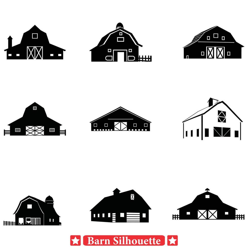 Rural Retreat Wholesome Barn Vector Collection for Homely Artworks