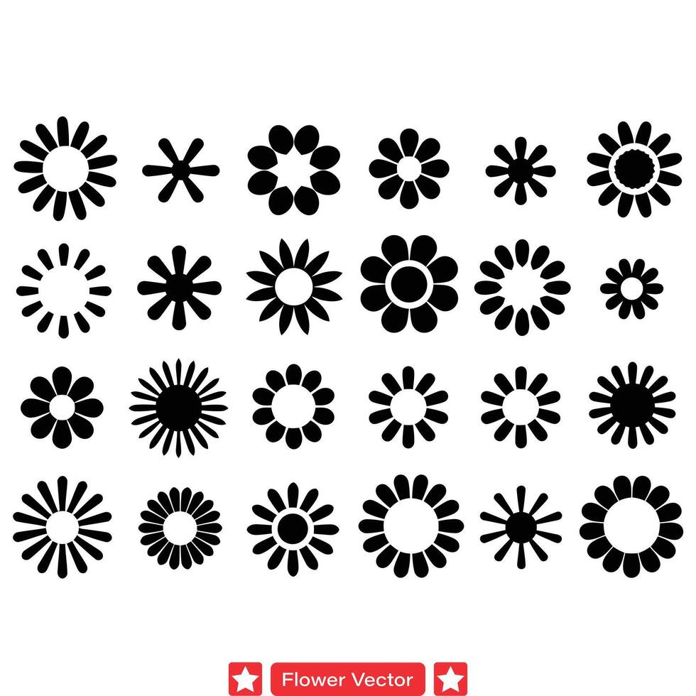 Floral Fantasia  A Captivating Array of Flower Vector Silhouettes for Design Inspiration