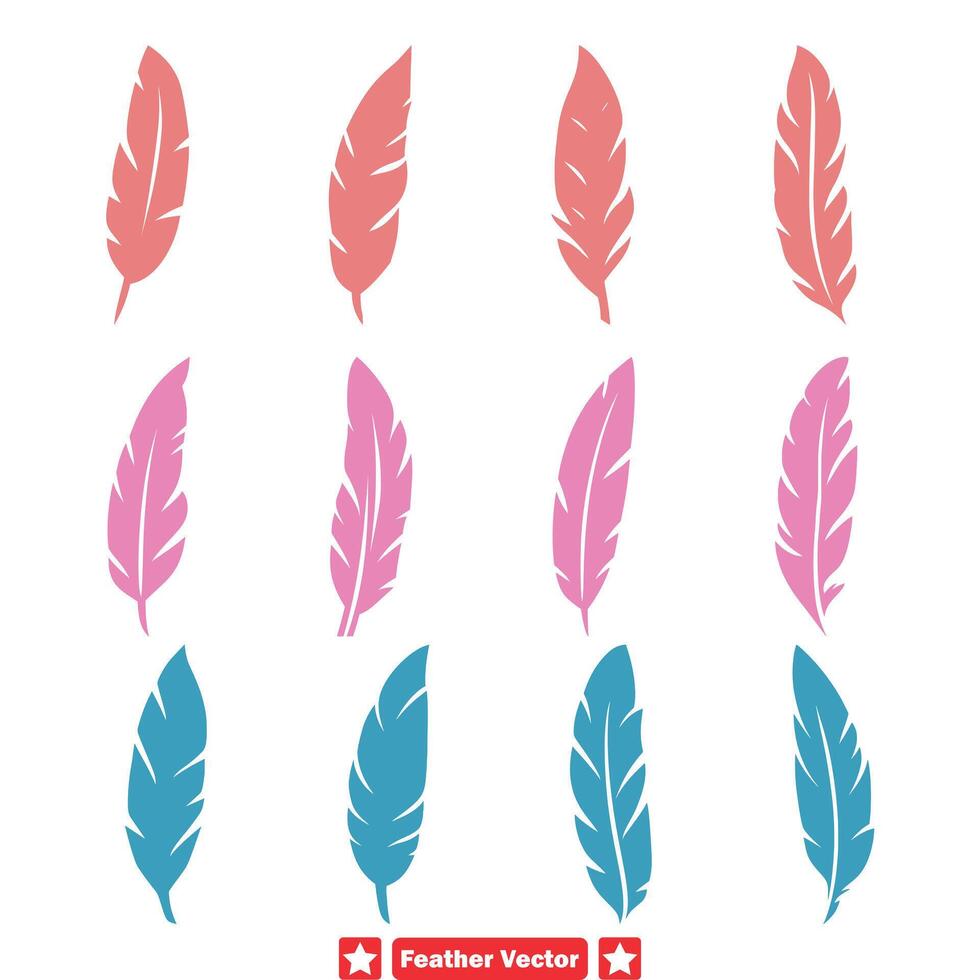 AI generated Plumes of Serenity  Delicate Feather Silhouettes Set for Tranquil Designs vector