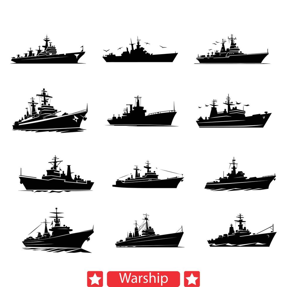 AI generated Sailing Economies Cargo Ship Silhouettes Bundle for Trade Illustrations vector