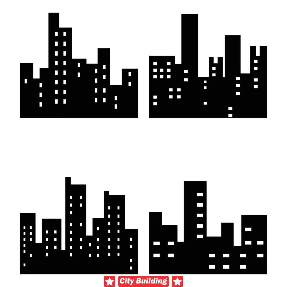 AI generated Metropolis Melange City Building Vector Silhouettes for Diverse Projects