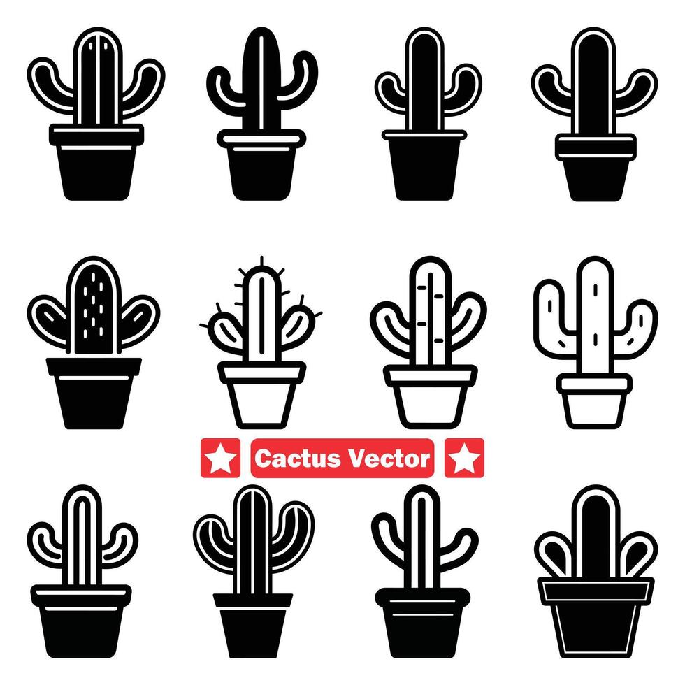 AI generated Saguaro Symphony Captivating Cactus Silhouette Selection for Design Enthusiasts vector