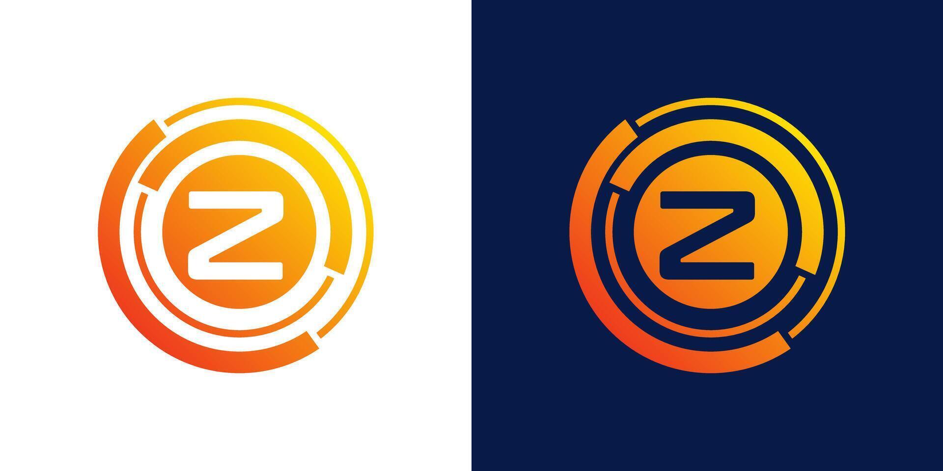 letra z tecnología logo, resumen tecnología circulo icono , logo diseño medios de comunicación, datos, digital conexión vector modelo