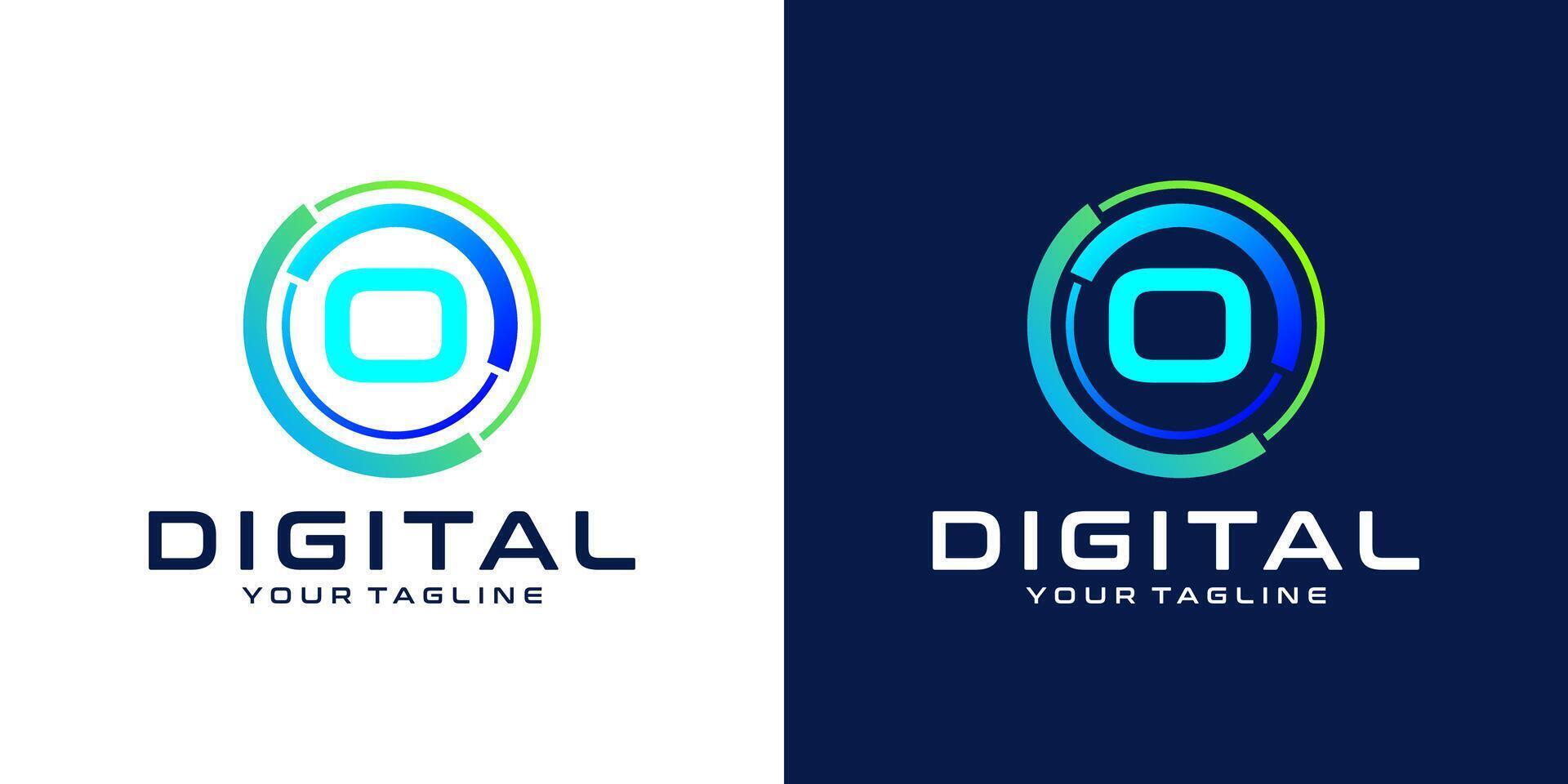letter O logo design template technology, modern circle logo digital, technology, connection, data, media, circle line vector