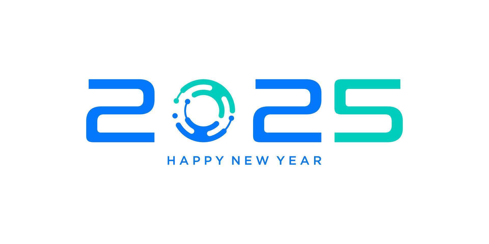 Happy New Year 2025 Background Design. Technology New Year 2025 Design Template vector