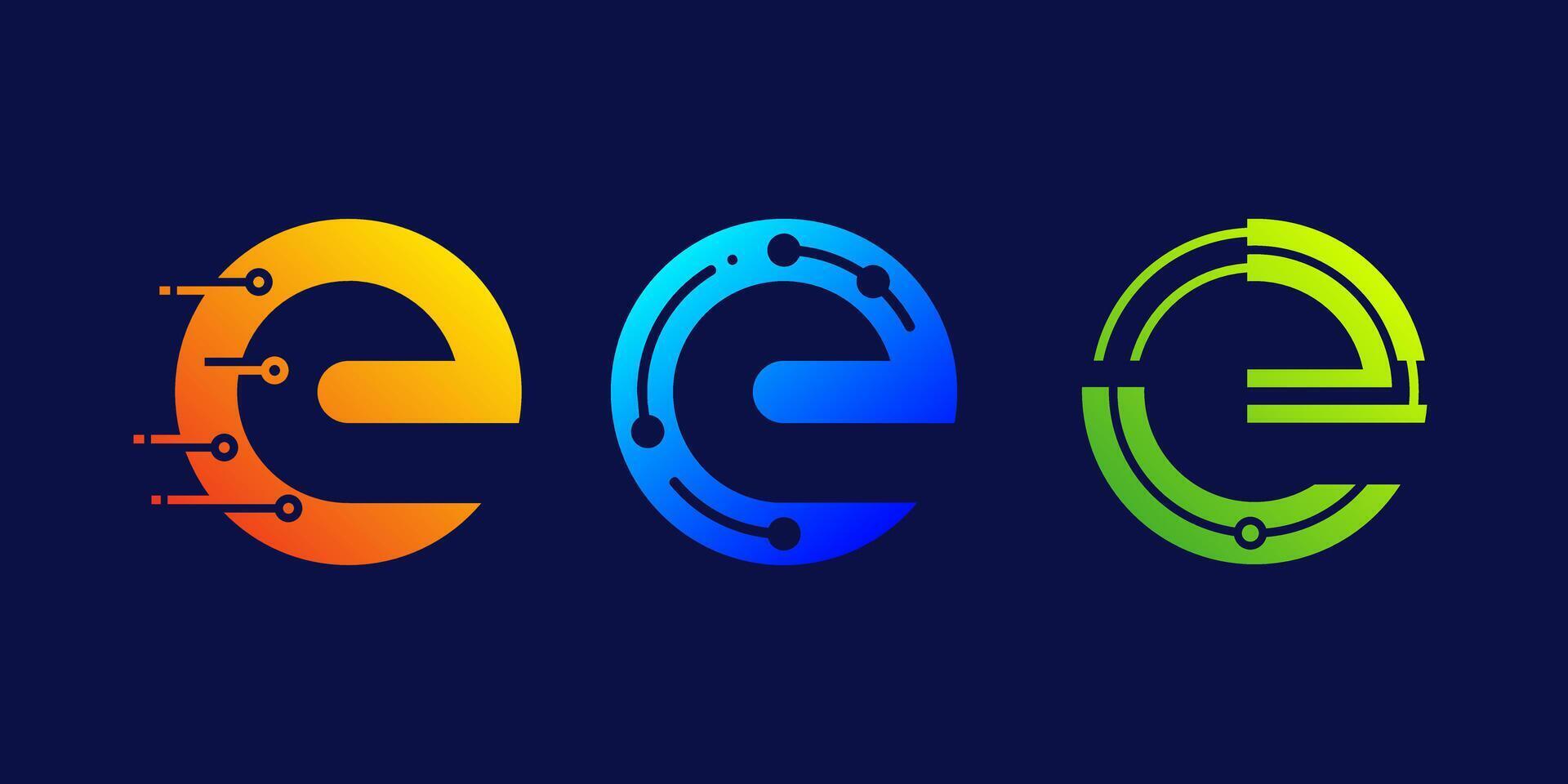creative letter e logo design for business, digital, technology, media, data vector