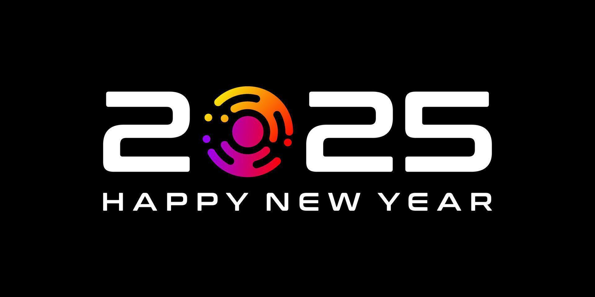 Happy New Year 2025 Background Design. New Year 2025 Design Template with technology concept vector