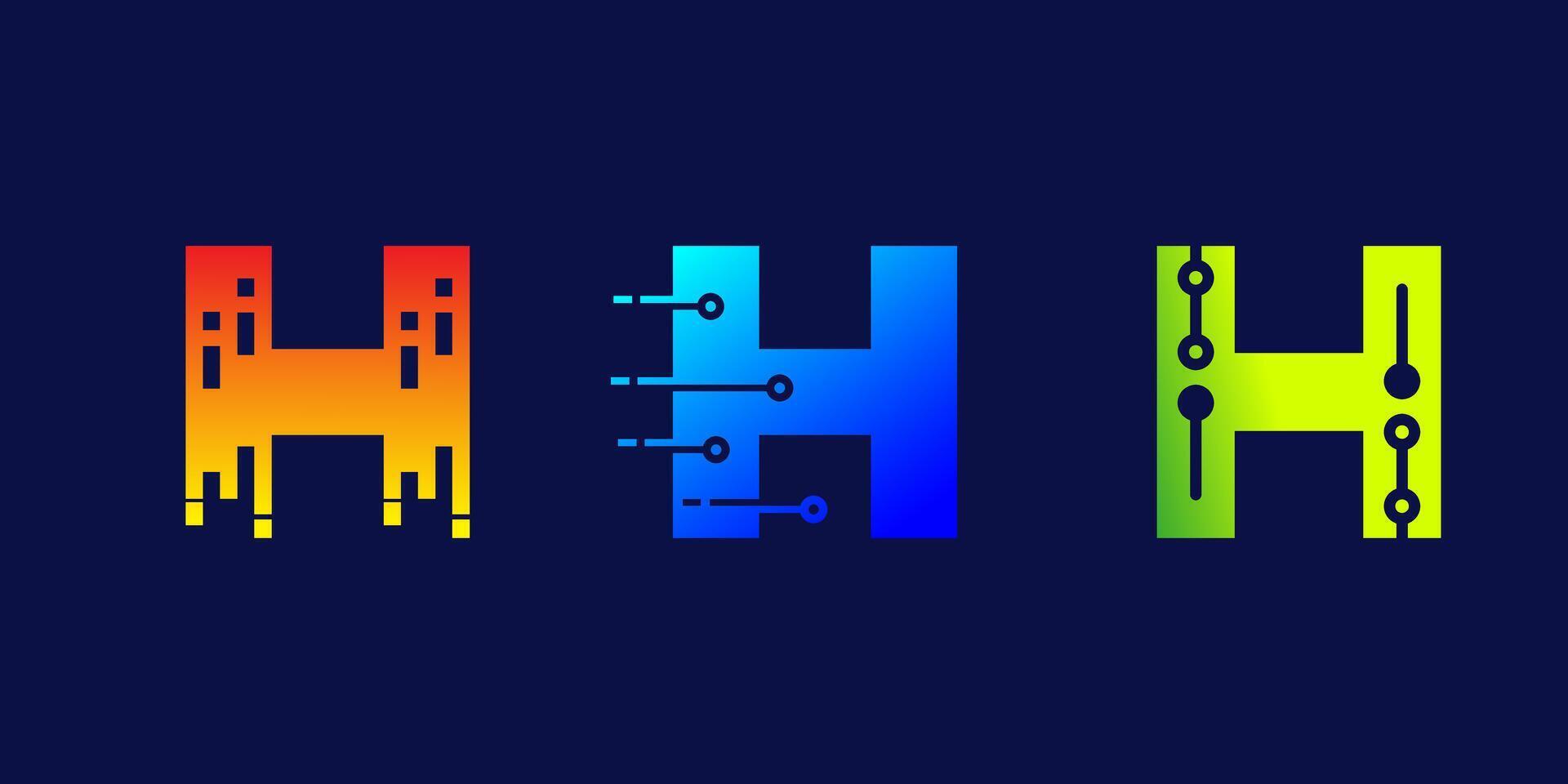 letter H technology logo design for business, digital, technology, media, data vector