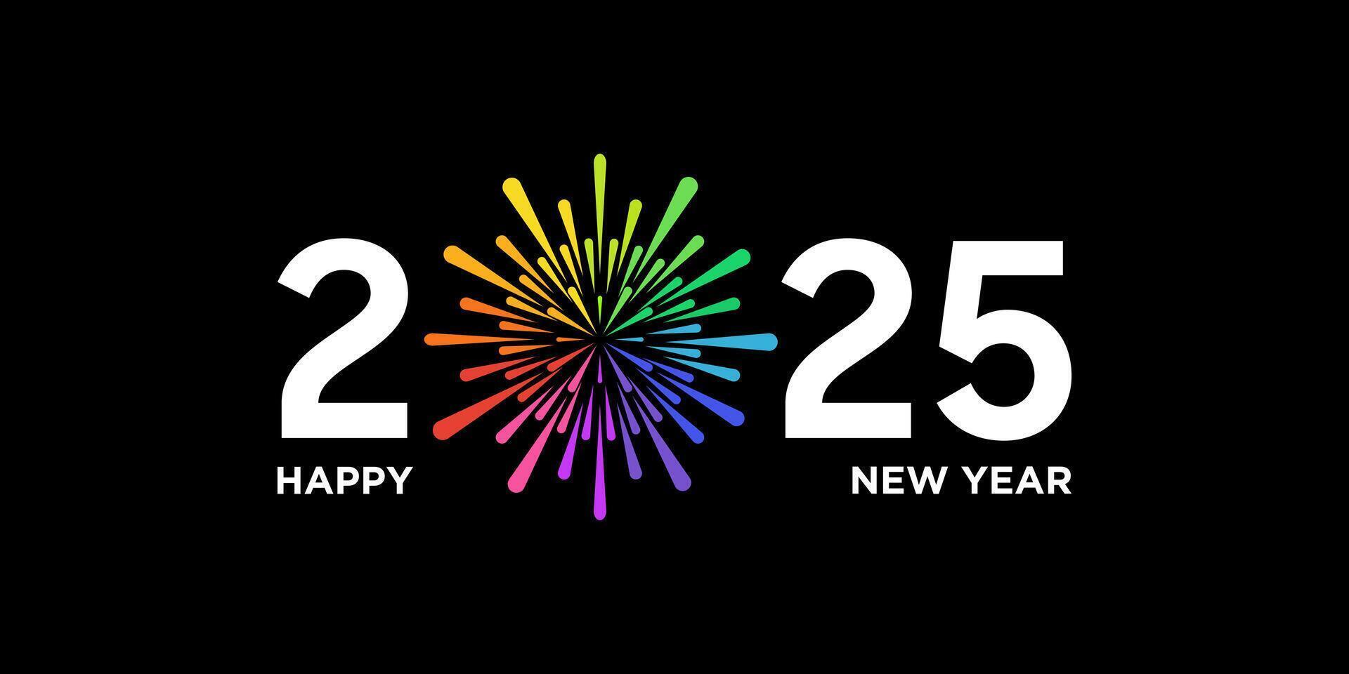 2025 new year logo design with colorful, fireworks, 2025 calendar vector