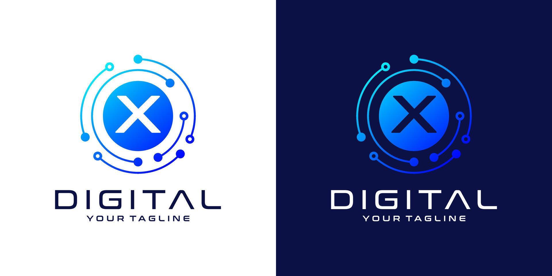 Letter X logo design template, Abstract point connection technology