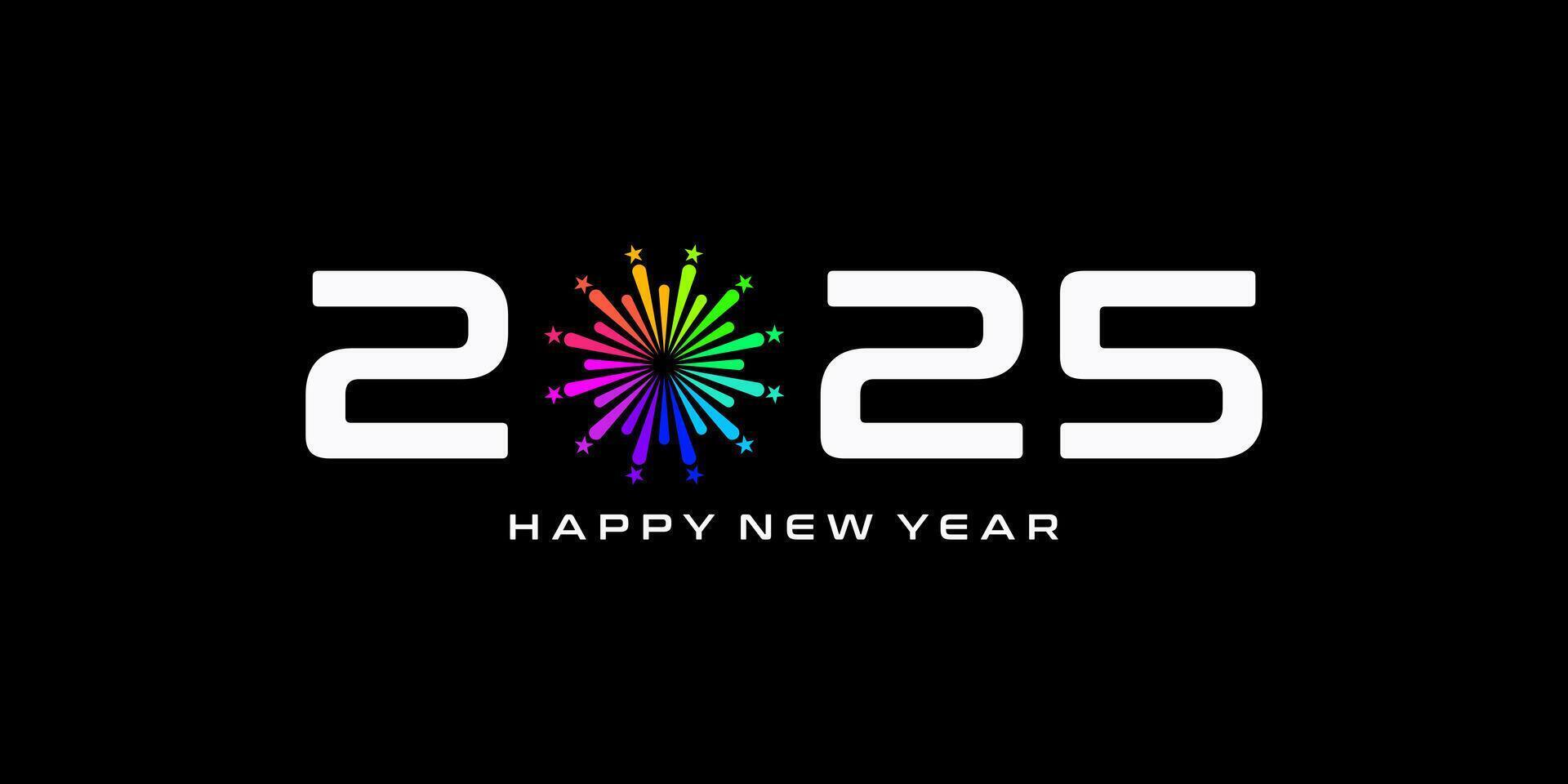 happy new year 2025 design, with colorful fireworks black background, 2025 calendar vector