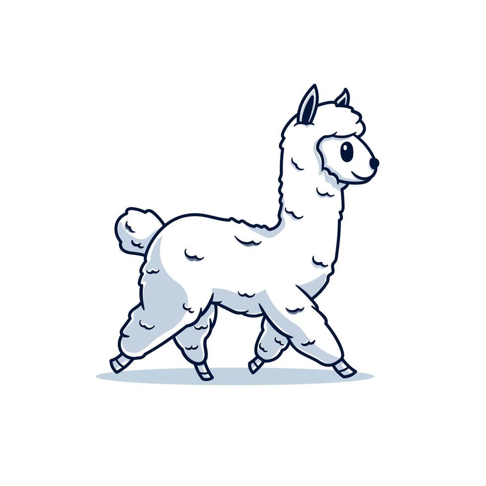 caminando alpaca linda dibujos animados vector