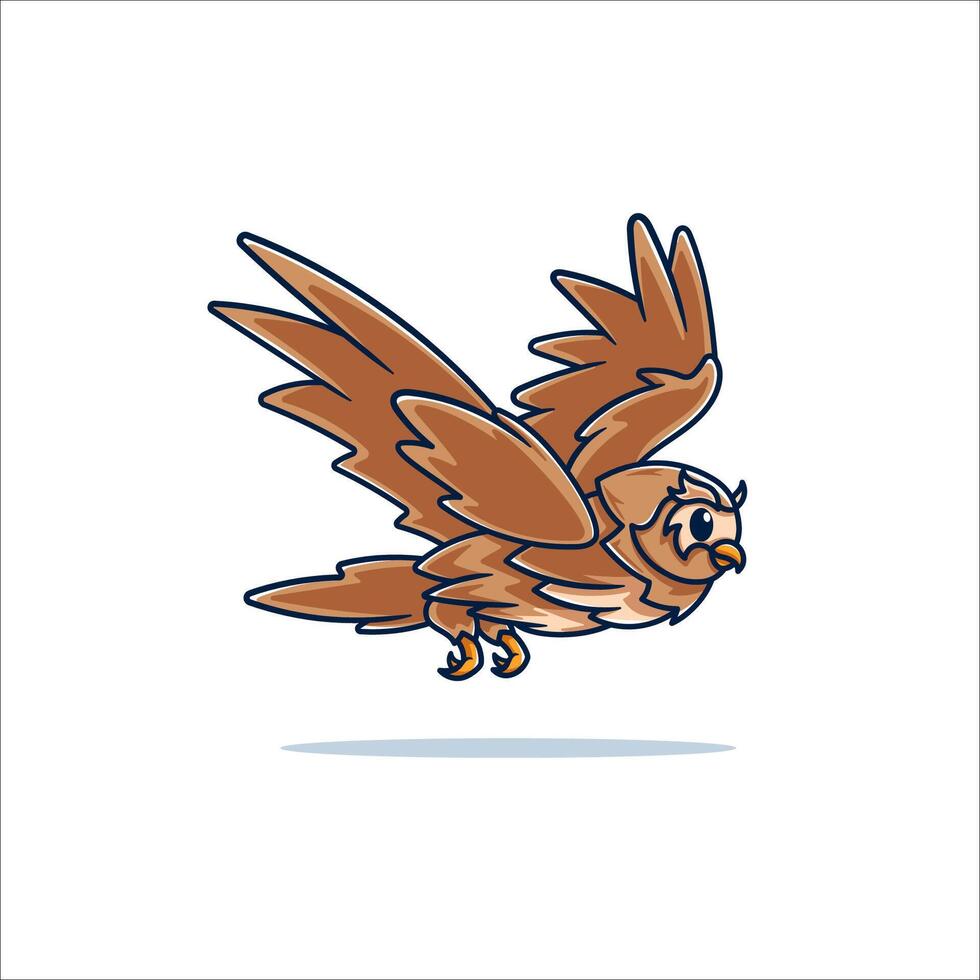 Flying Owl. Cute Cartoon vector