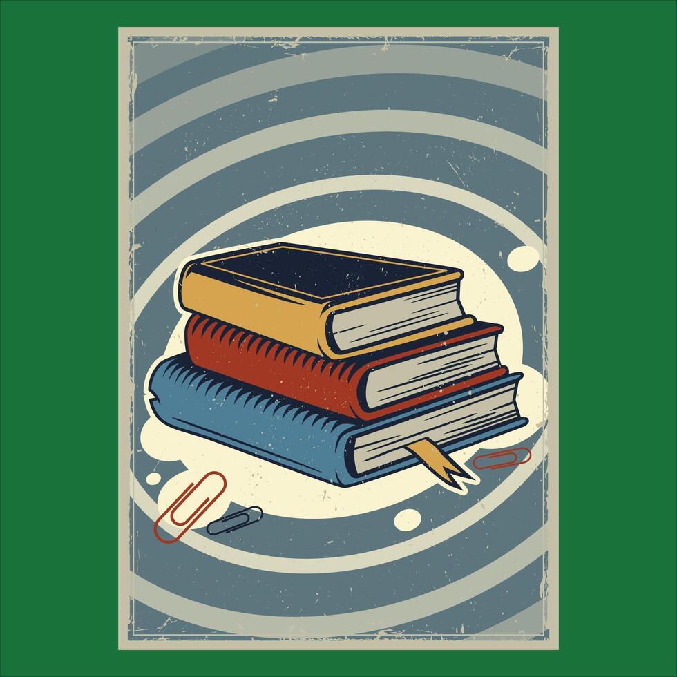 a poster with books and a pencil on it vector