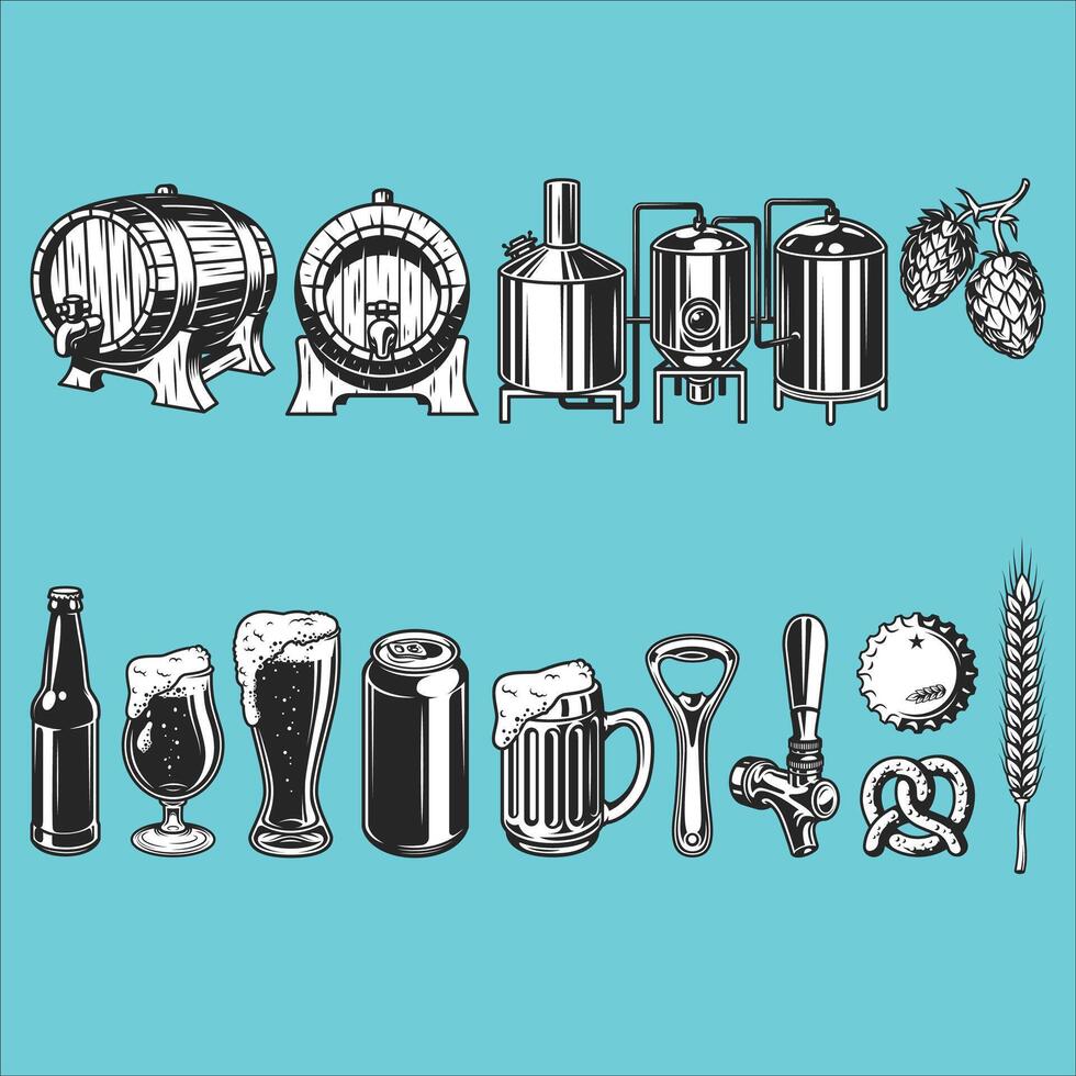 beer and brewing equipment vector illustration