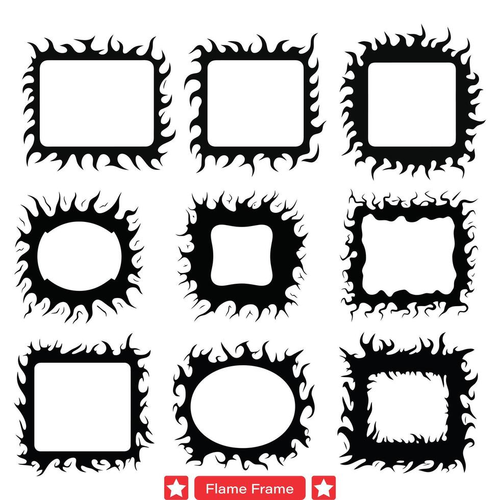 AI generated Flickering Flames  Expressive Vector Silhouette Set for Designers