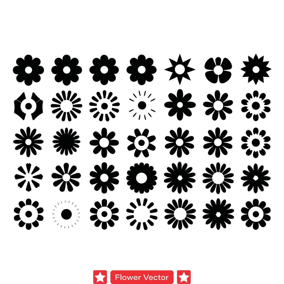 Serene Blooms  Tranquil Flower Vector Silhouettes to Inspire Calm and Creativity