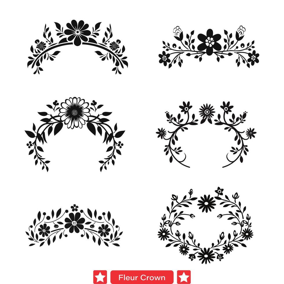 AI generated Fleur Crown Shape Bundle  Exquisite Silhouettes for Glamorous Invitations and Elite Designs vector