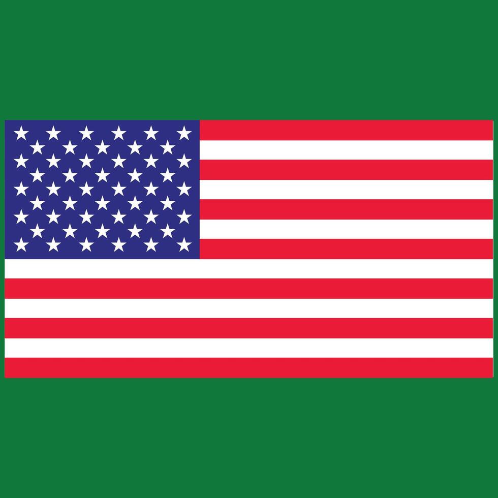 The American flag on a green background. vector