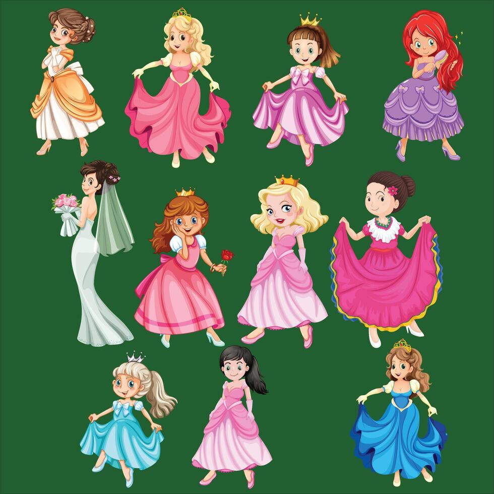 princess clipart set vector