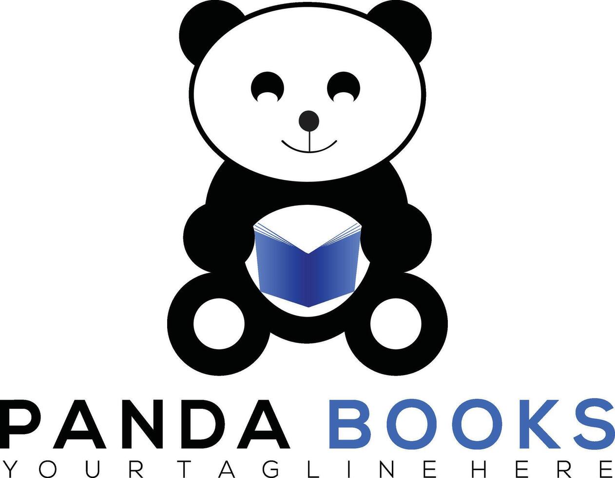 Panda Reading Book Logo Template Design vector