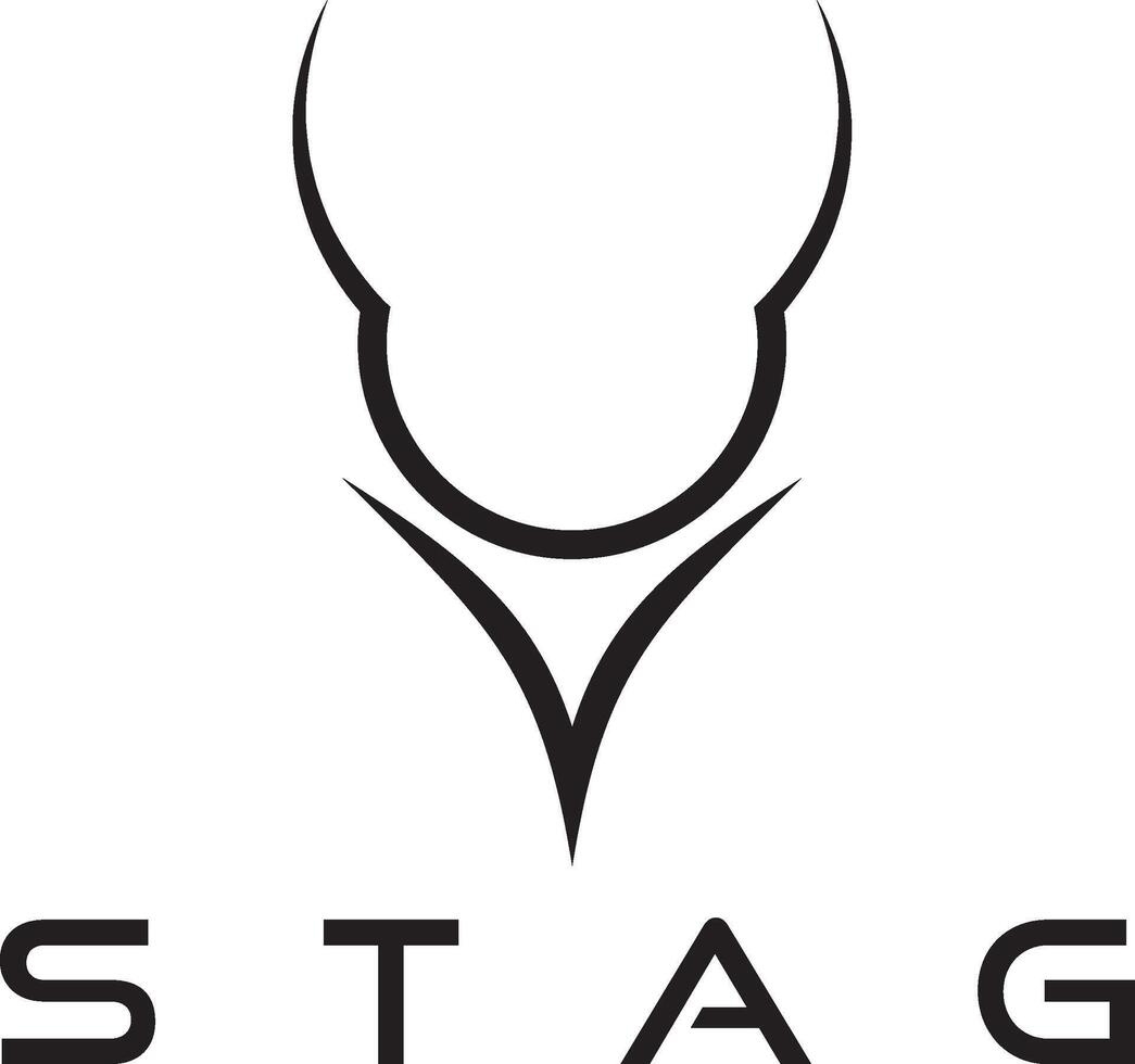 Stag Deer Head Minimal Line Logo Template Vector Design