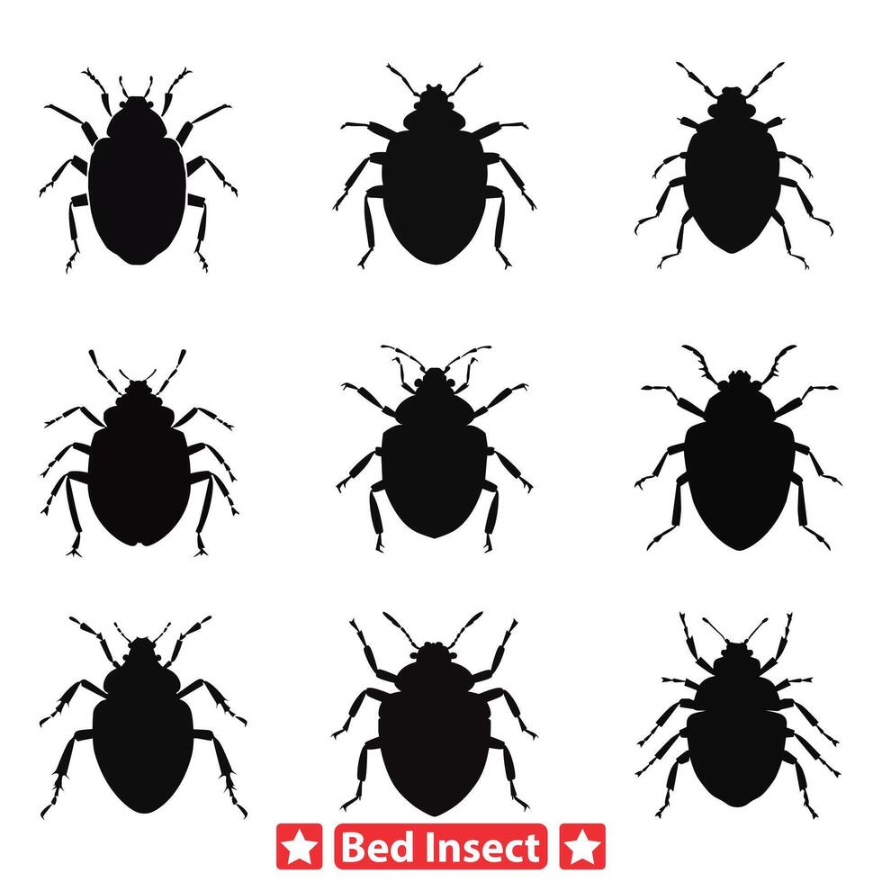 Infested Nights Bed Bug Silhouette Pack for Educational Resources vector