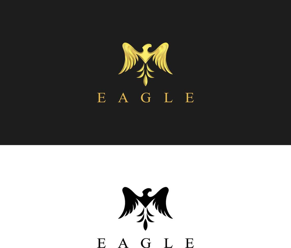 águila logo de oro y negro modelo diseño vector