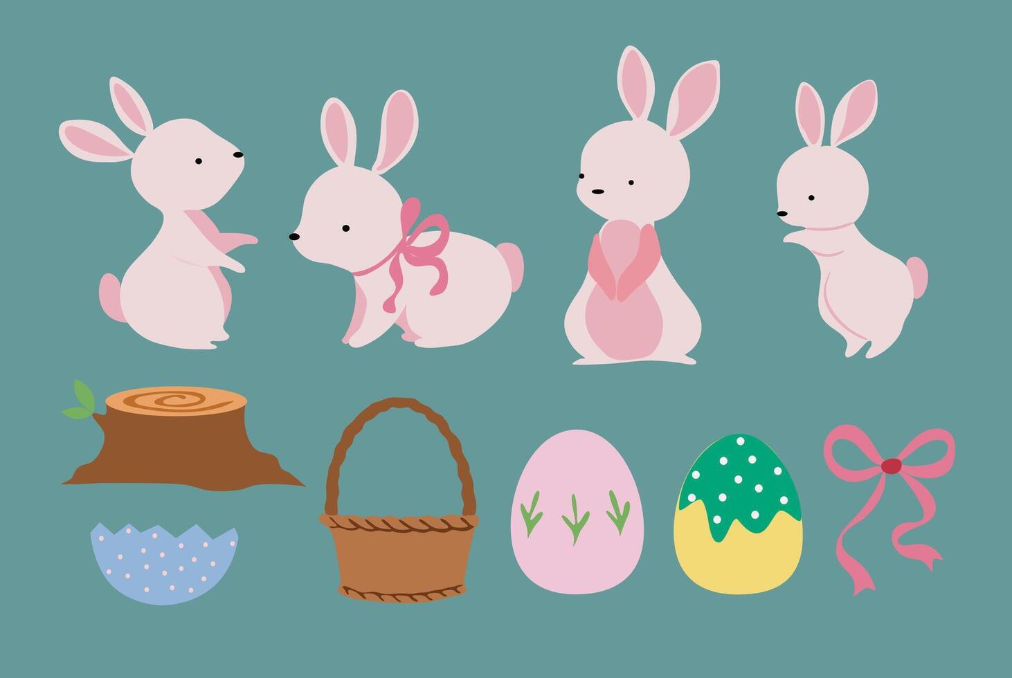 easter egg with cute bunny vector