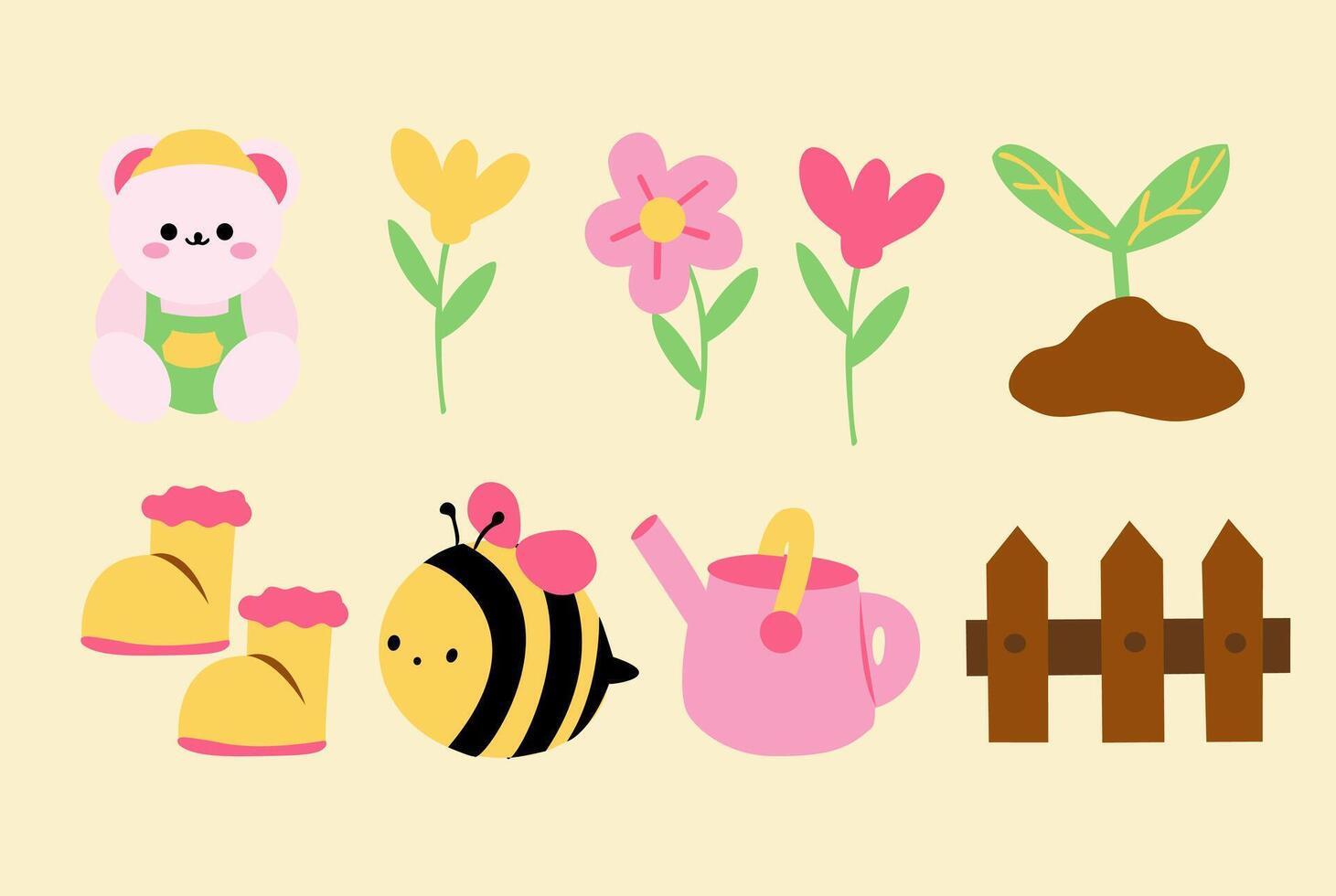 cute bear in the garden vector