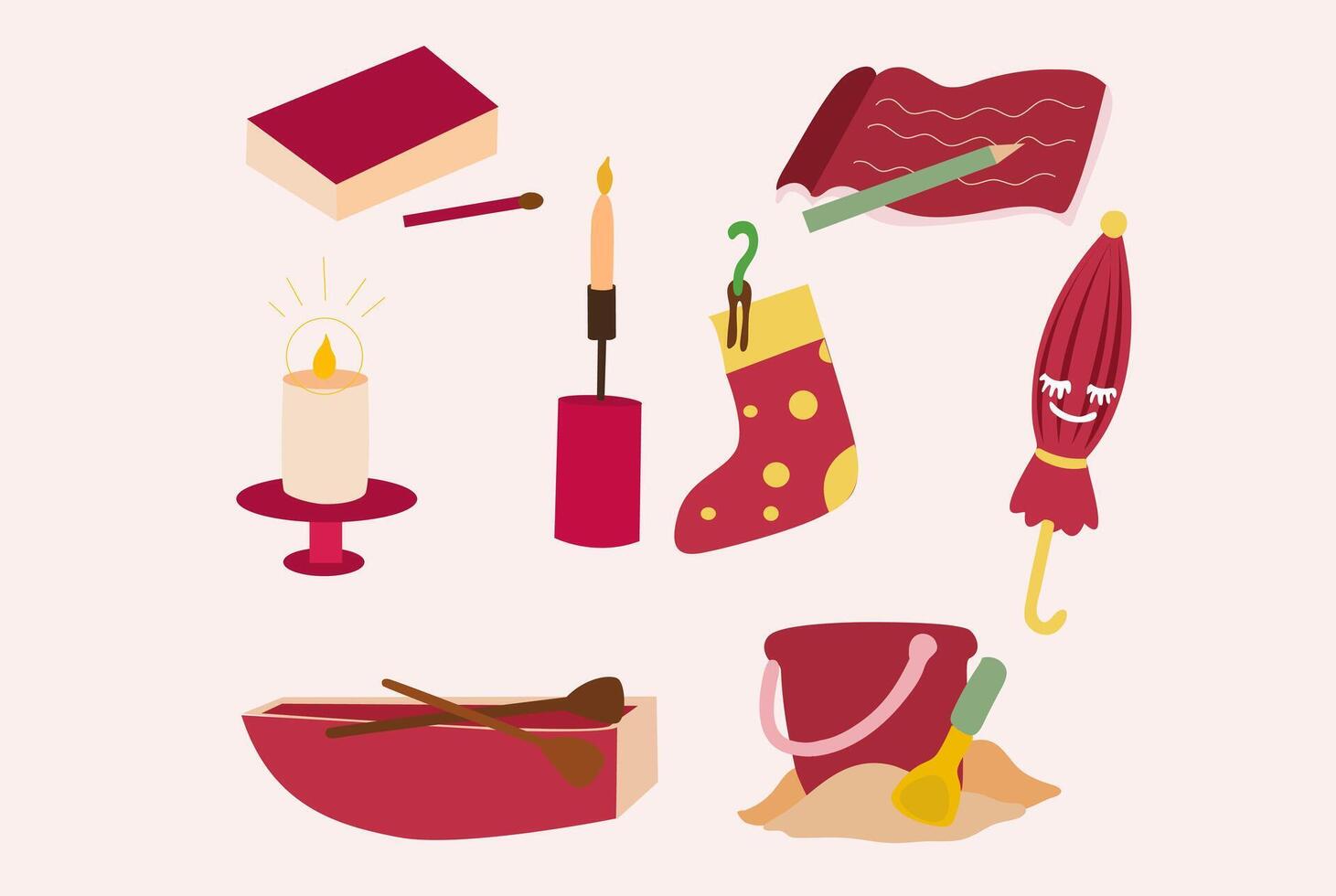 set of red vintage element vector