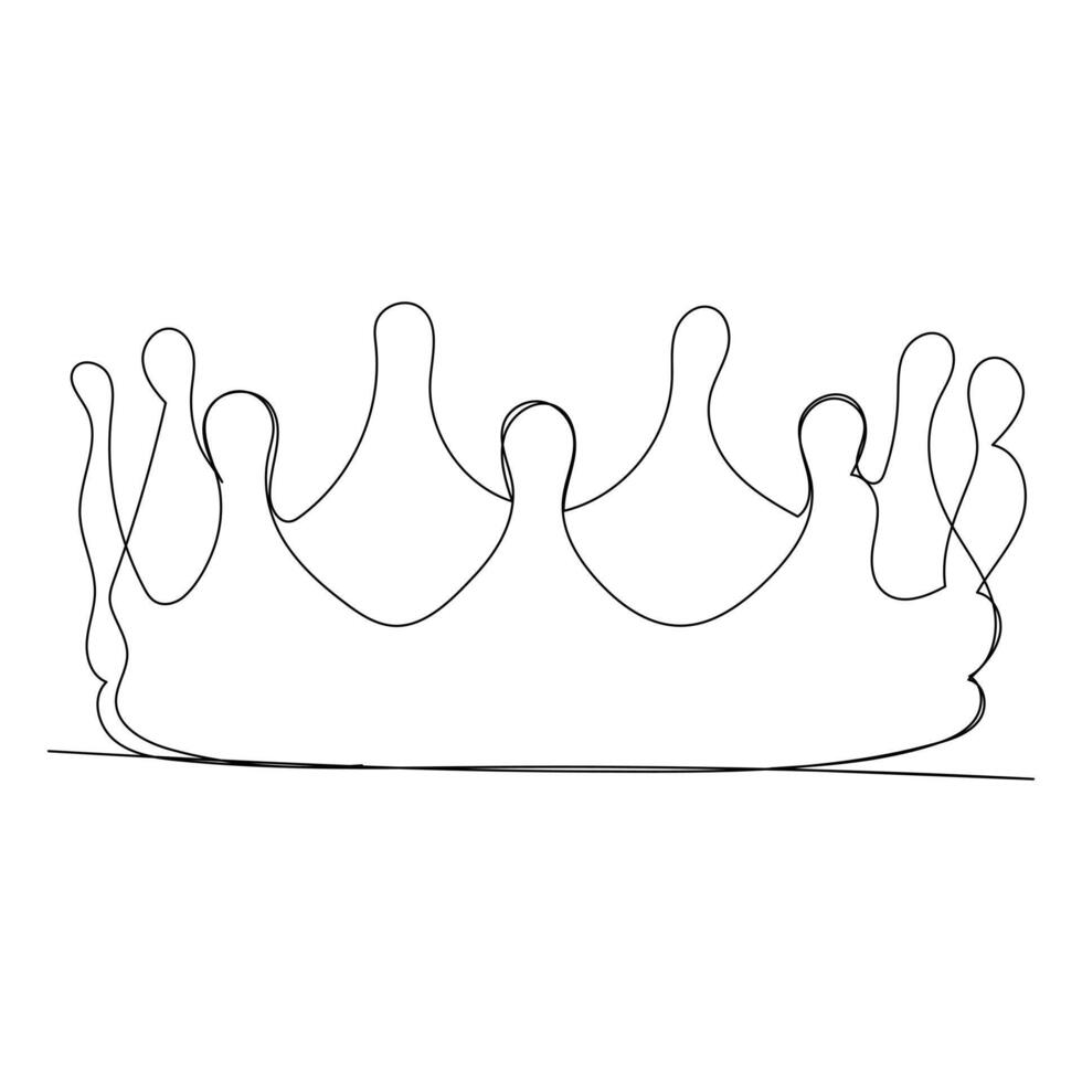 Continuous one line art drawing crown design and outline vector minimalism style
