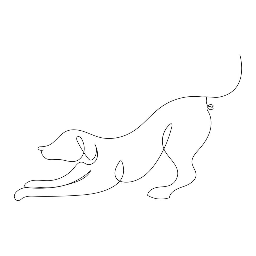 Continuous one line dog drawing out line vector illustration design