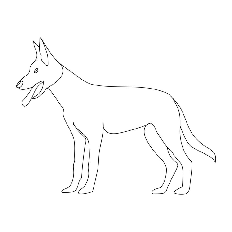 Continuous one line dog drawing out line vector illustration design