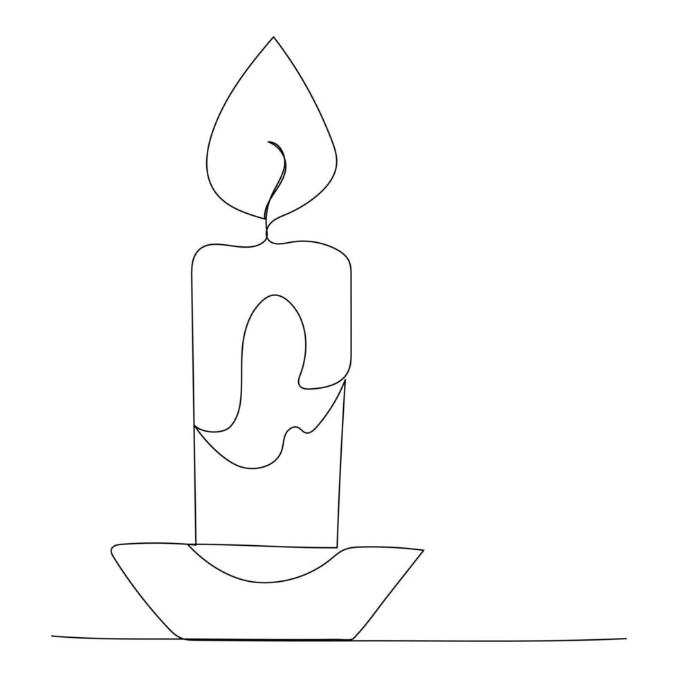 Continuous line drawing candle vector illustration design Coloring page for kids white halloween candles vector illustration,