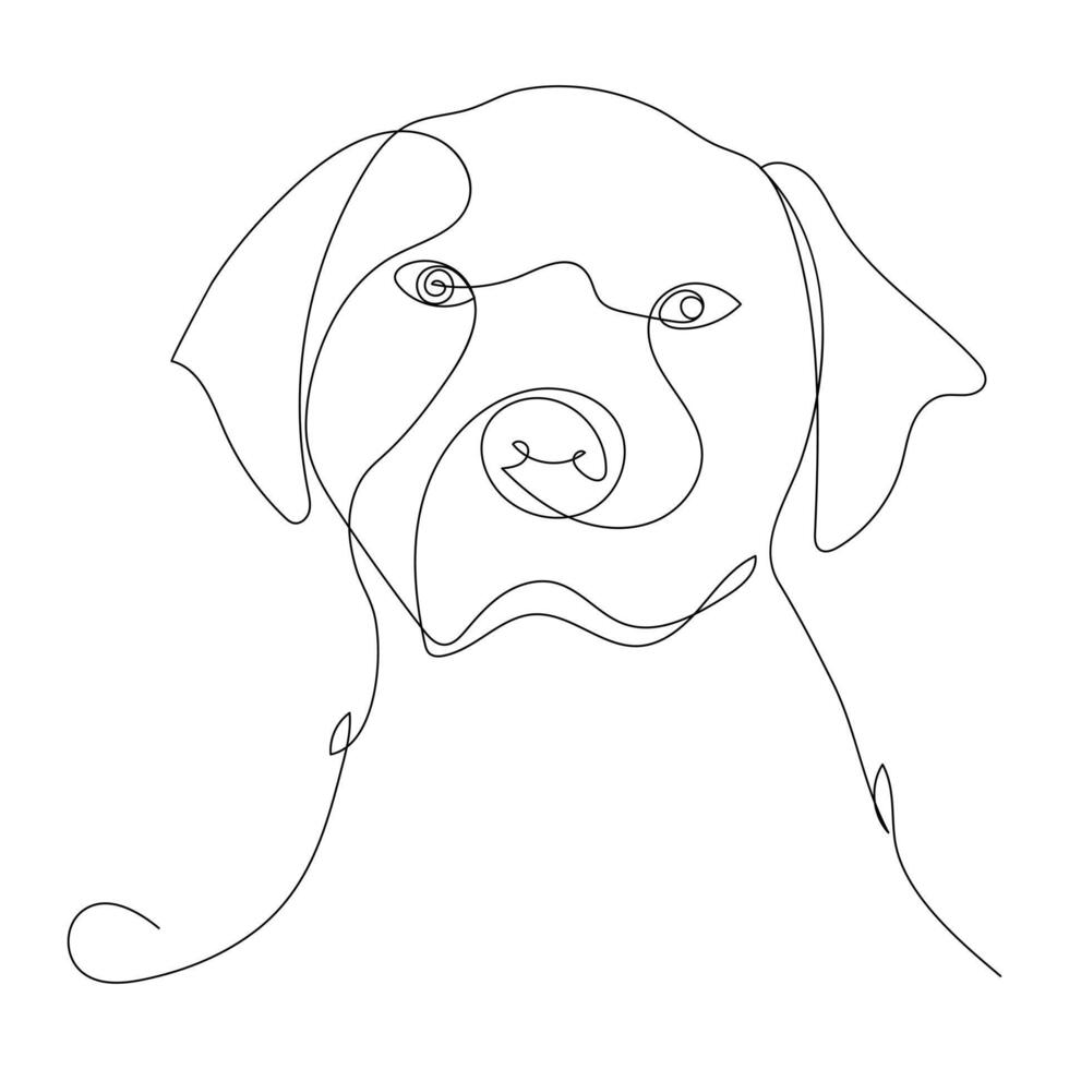 Continuous one line dog drawing out line vector illustration design