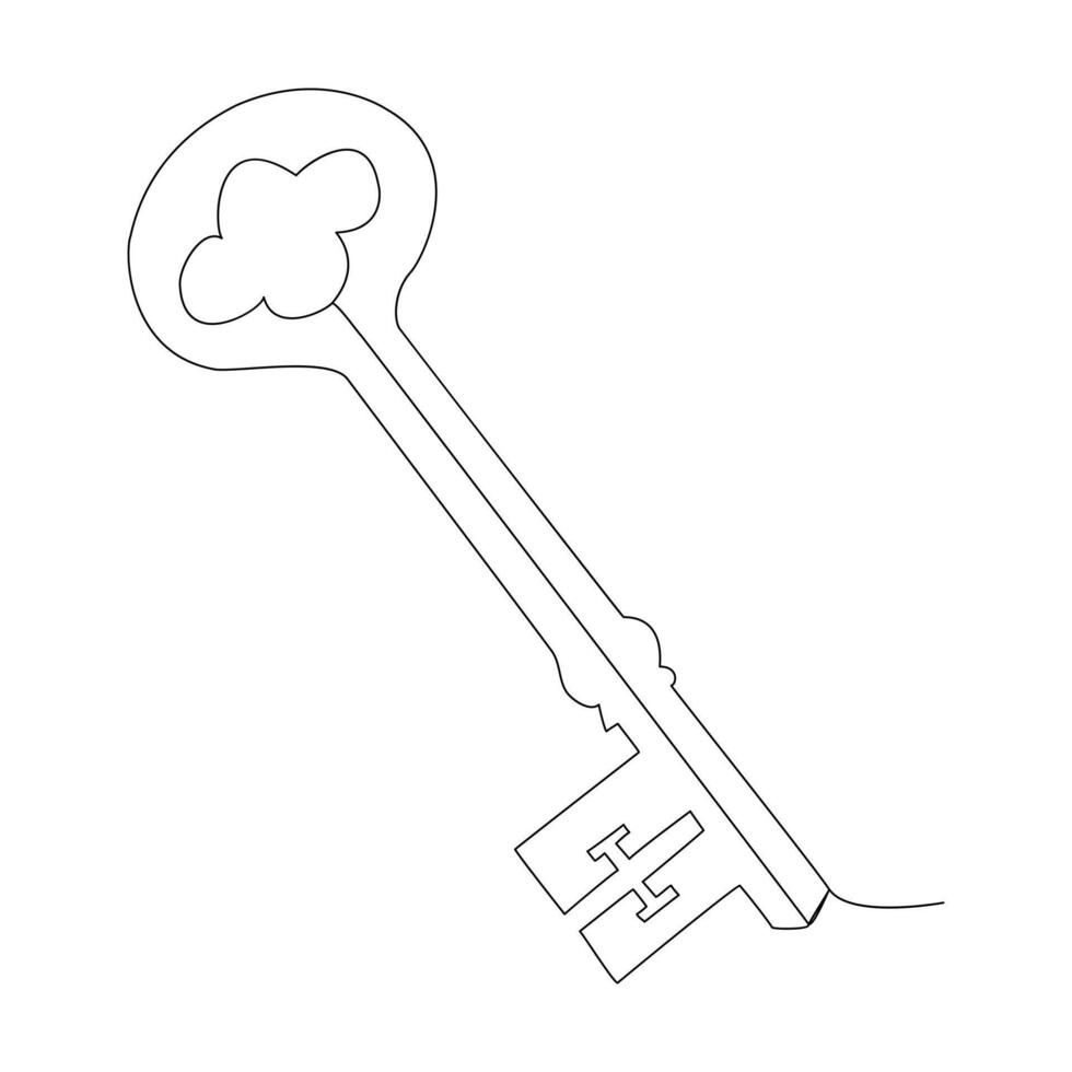 Key single line vector one continuous line drawing of key key line icon