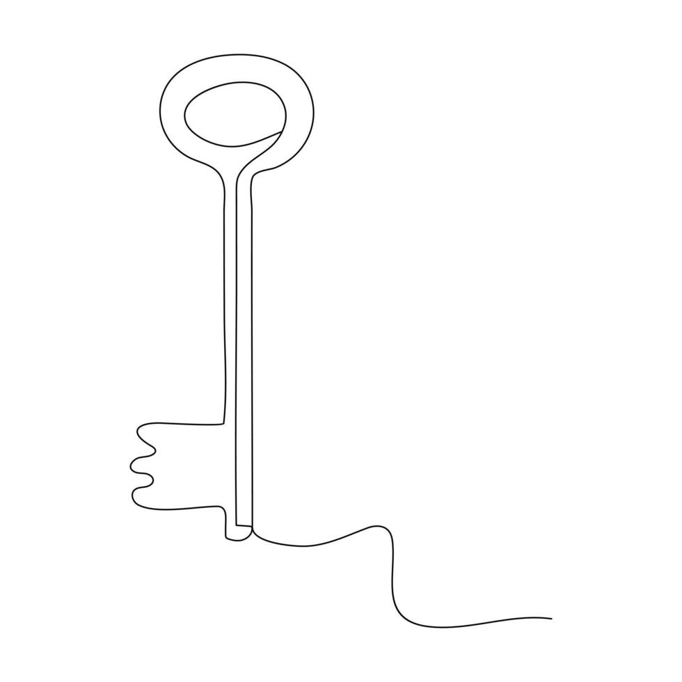 Key single line vector one continuous line drawing of key key line icon