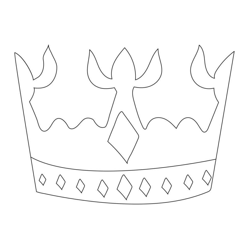 Continuous one line art drawing crown design and outline vector minimalism style