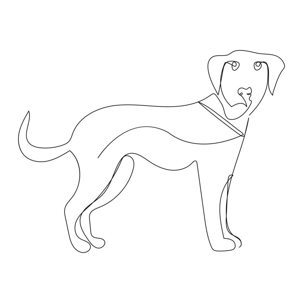 Continuous one line dog drawing out line vector illustration design