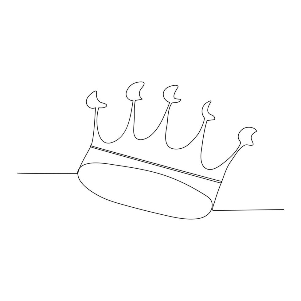 Continuous one line art drawing crown design and outline vector minimalism style