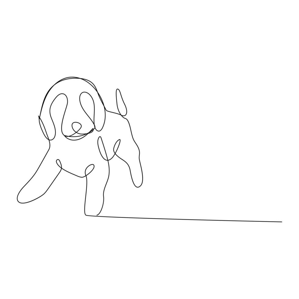 Continuous one line dog drawing out line vector illustration design