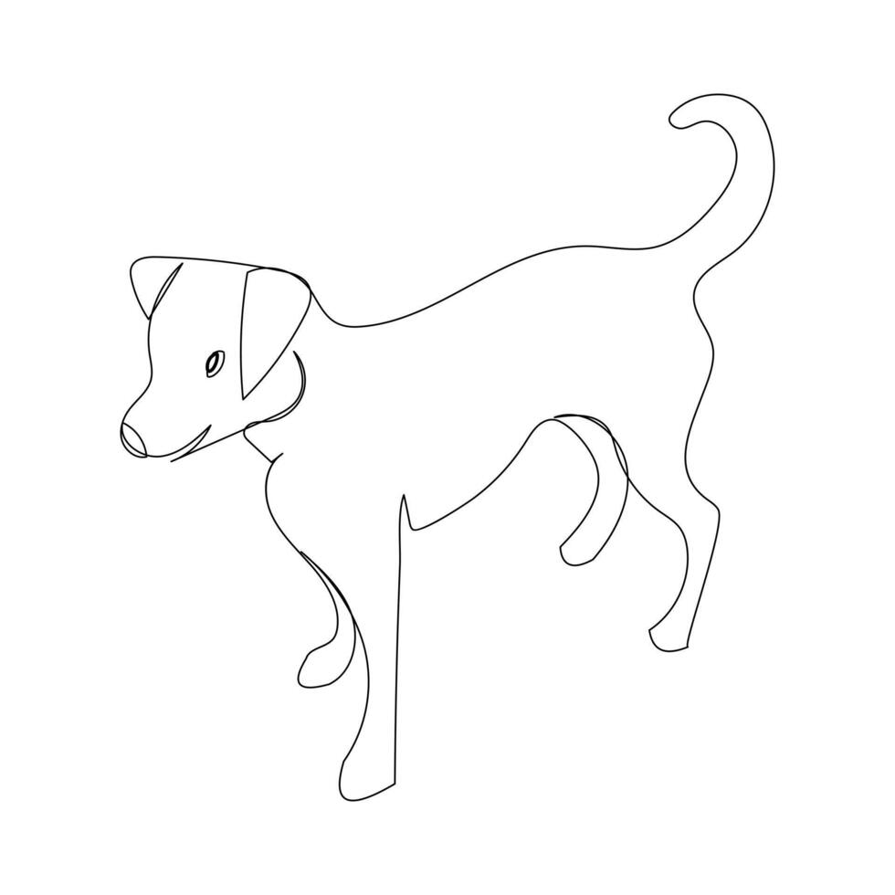 Continuous one line dog drawing out line vector illustration design