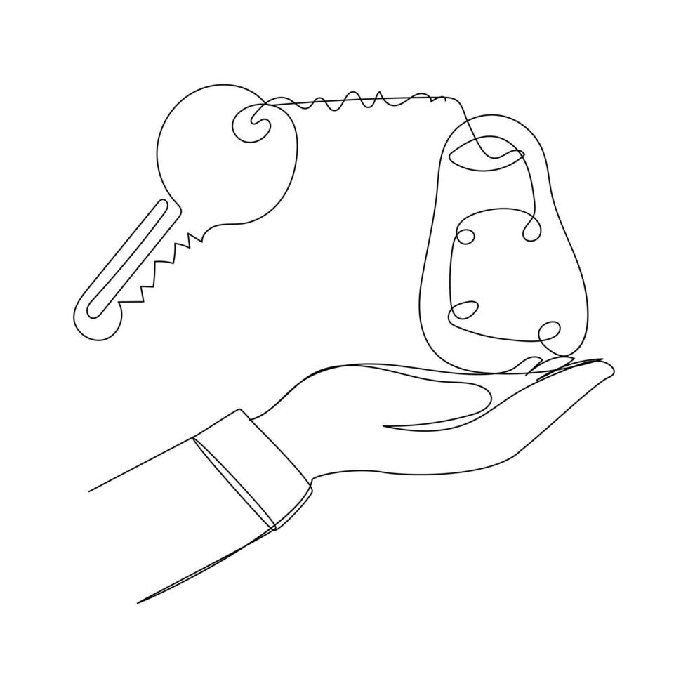 Key single line vector one continuous line drawing of key key line icon