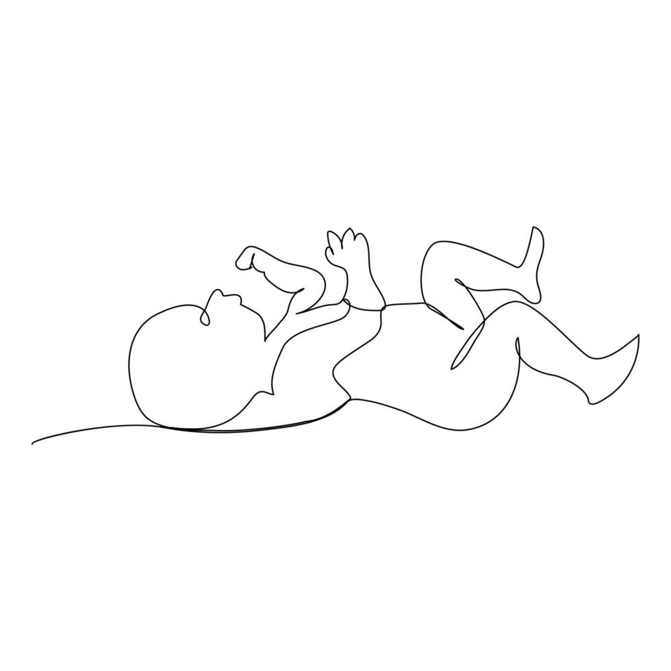 Continuous single line art drawing one line illustration art on Baby vector