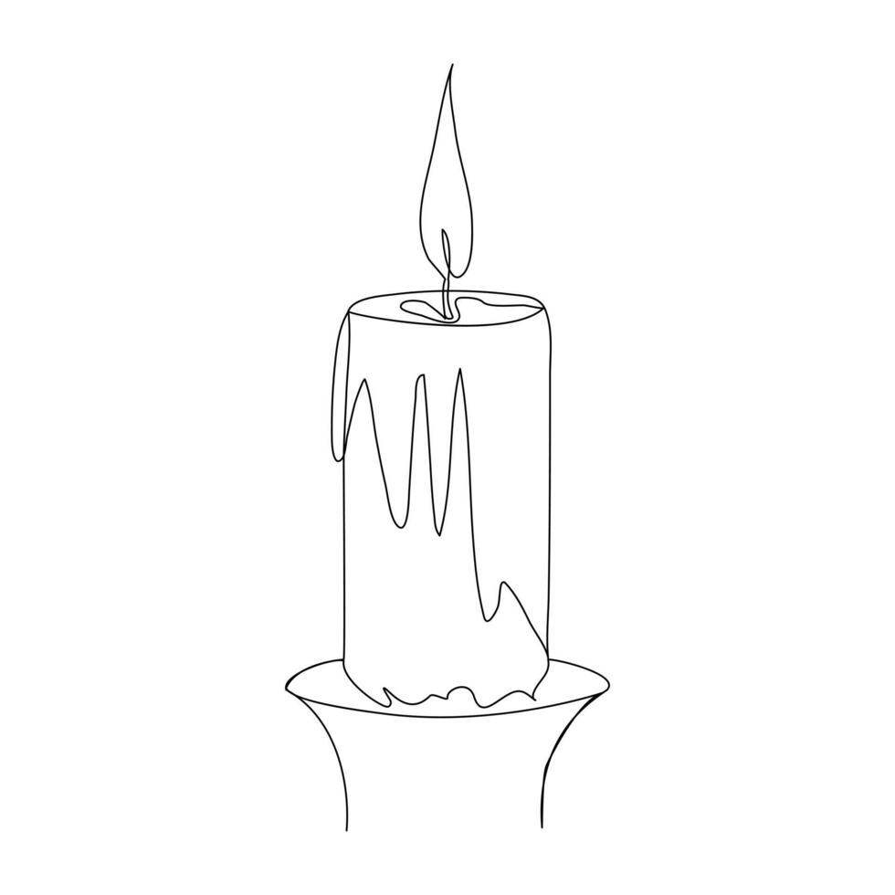 continuo línea dibujo vela vector ilustración diseño colorante página para niños blanco Víspera de Todos los Santos velas vector ilustración,